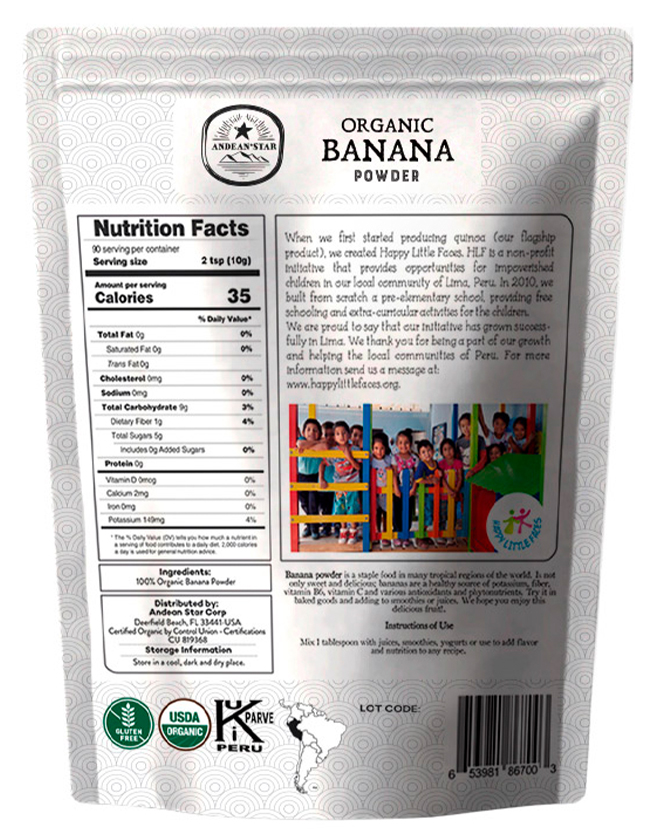 Organic Banana Powder 1lb  Raw Certified Organic Banana Powder 1 lb.